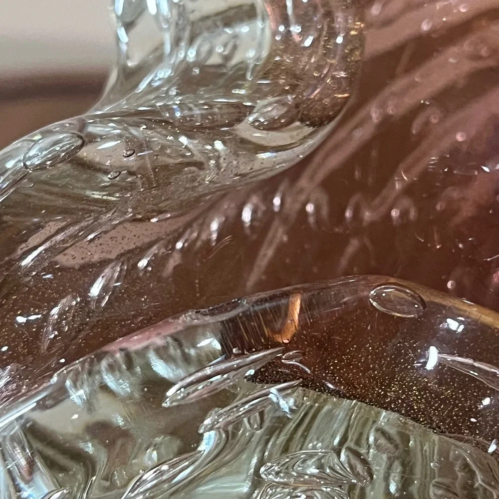 Murano Barovier Bullicante Zebratti Art Glass Bowl Amethyst Gold Bubble Burst